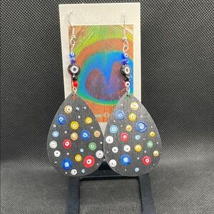 Colorful hand painted evil eye Beaded Teardrop Earrings